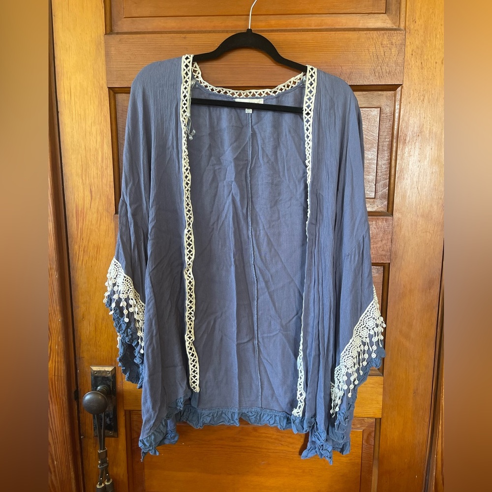 Blue Umgee Kimono with crochet details